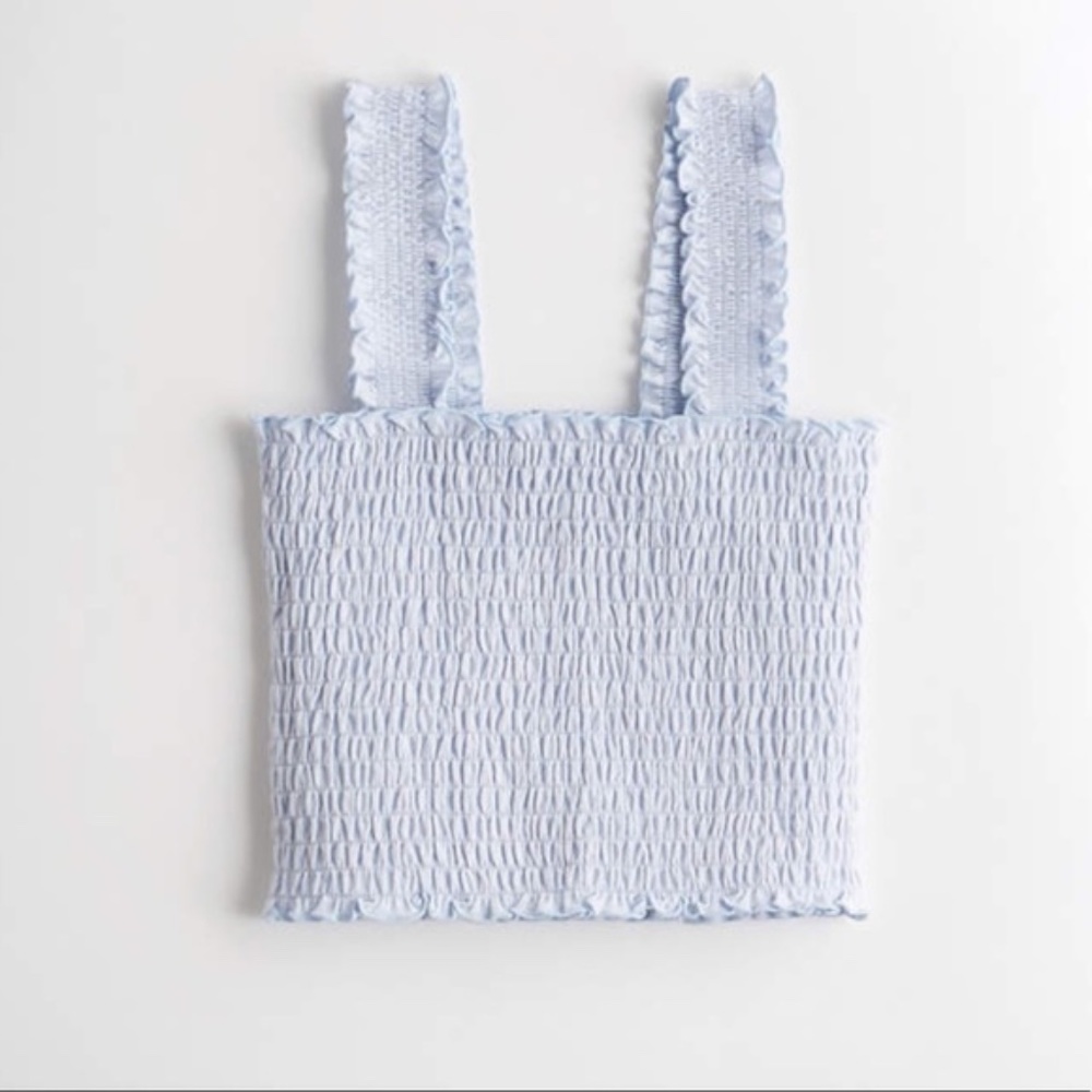 HOLLISTER Light Blue Smocked Square Neck Crop Top